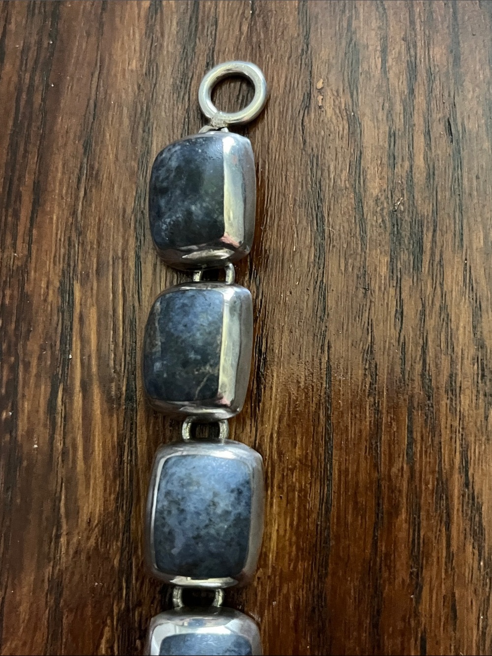 Taxco Silver Bracelet with Blue-Grey Stones - Picture 3 of 13